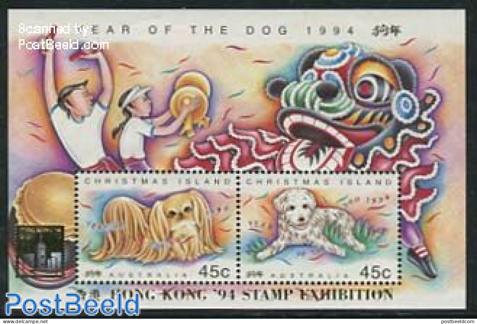 Christmas Islands 1994 Hong Kong 94 S/s, Mint NH, Nature - Various - Dogs - Philately - New Year - Neujahr