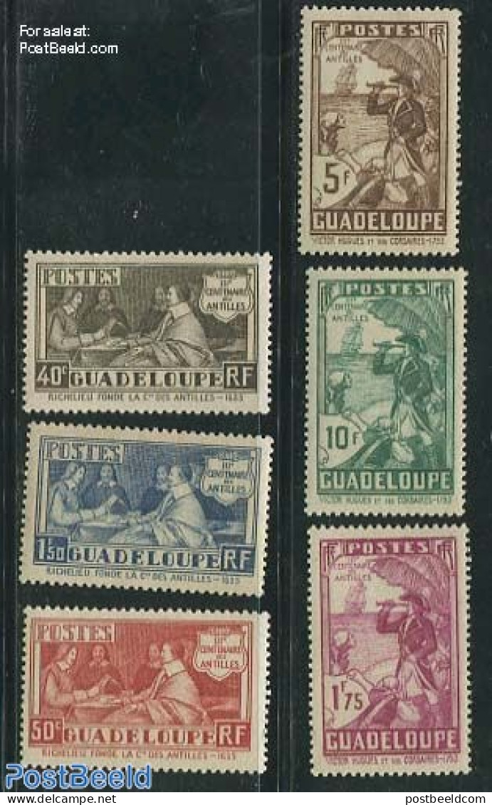 Guadeloupe 1935 300 Years French Colonies In Caribbean 6v, Unused (hinged), Transport - Ships And Boats - Nuevos