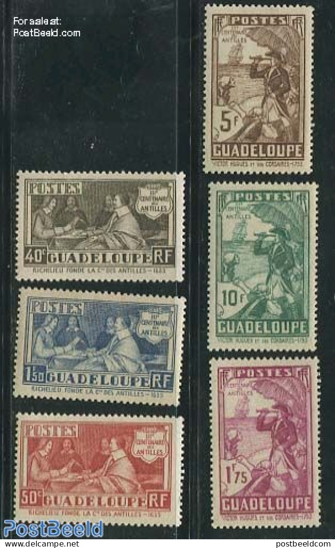 Guadeloupe 1935 300 Years French Colonies In Caribbean 6v, Unused (hinged), Transport - Ships And Boats - Unused Stamps