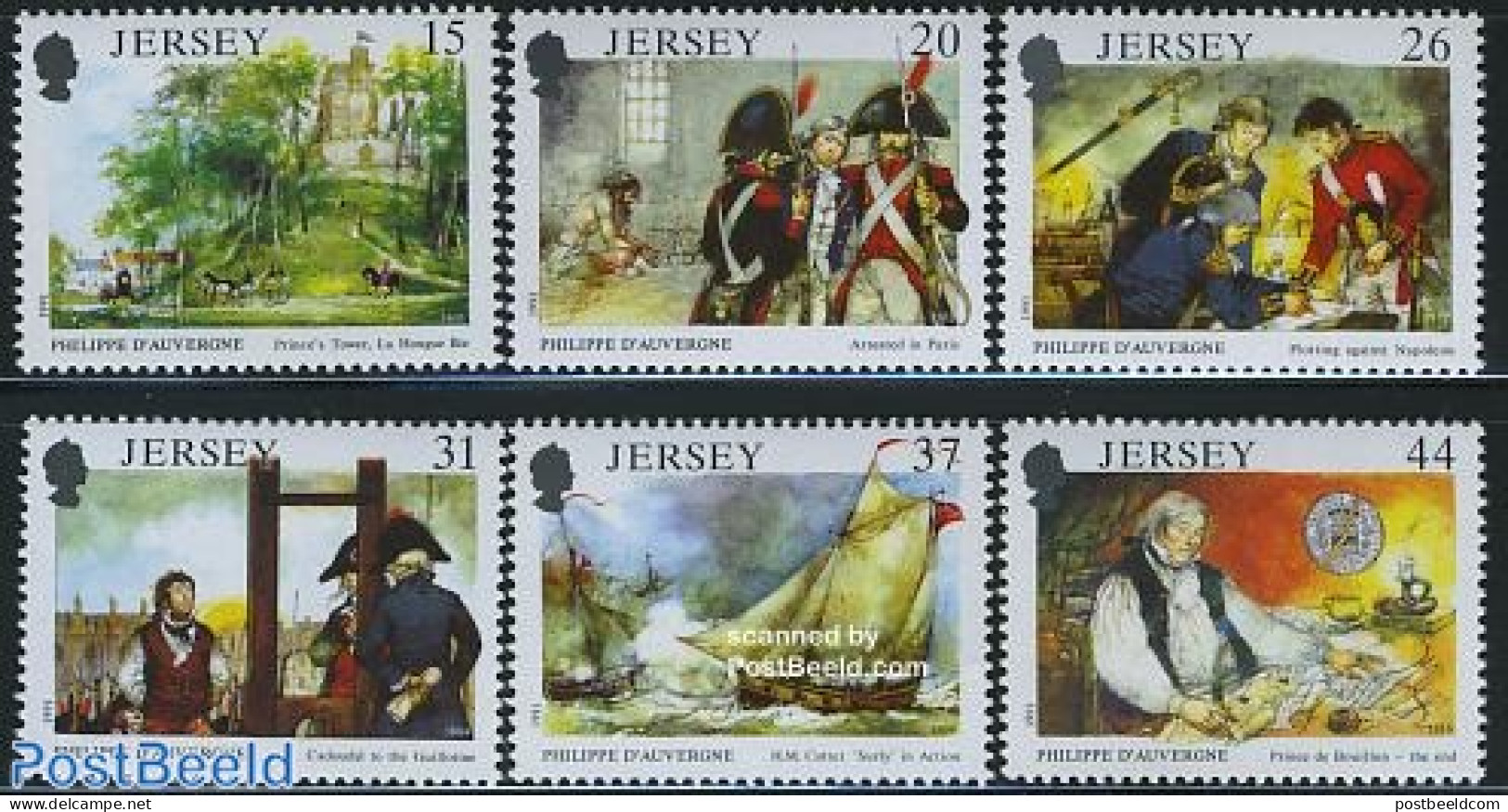 Jersey 1991 Phillippe DAuvergne 6v, Mint NH, History - Transport - Various - History - Coaches - Ships And Boats - Mon.. - Postkoetsen