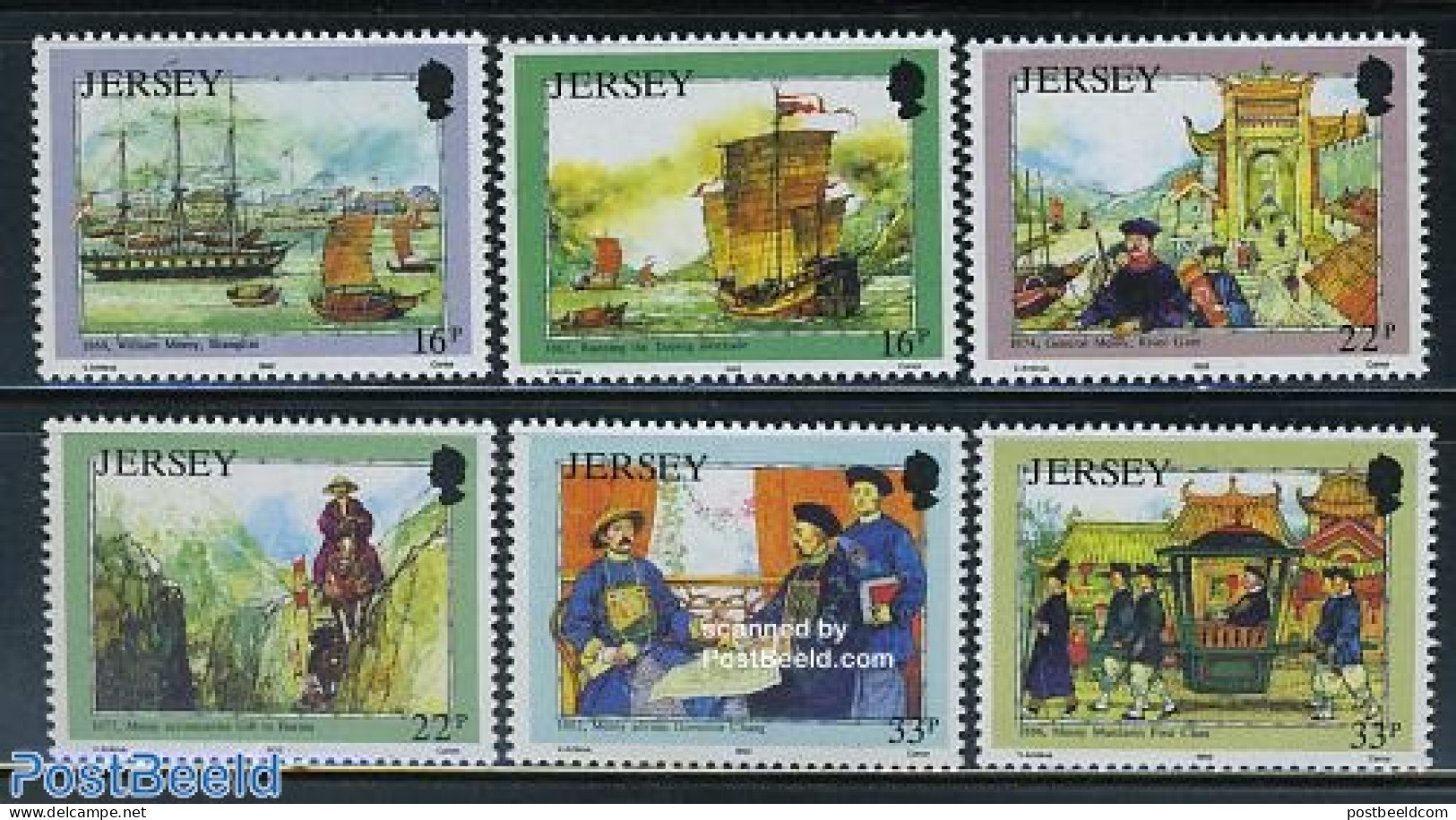 Jersey 1992 W. Mesny 6v, Mint NH, History - Nature - Transport - Explorers - Horses - Ships And Boats - Explorateurs