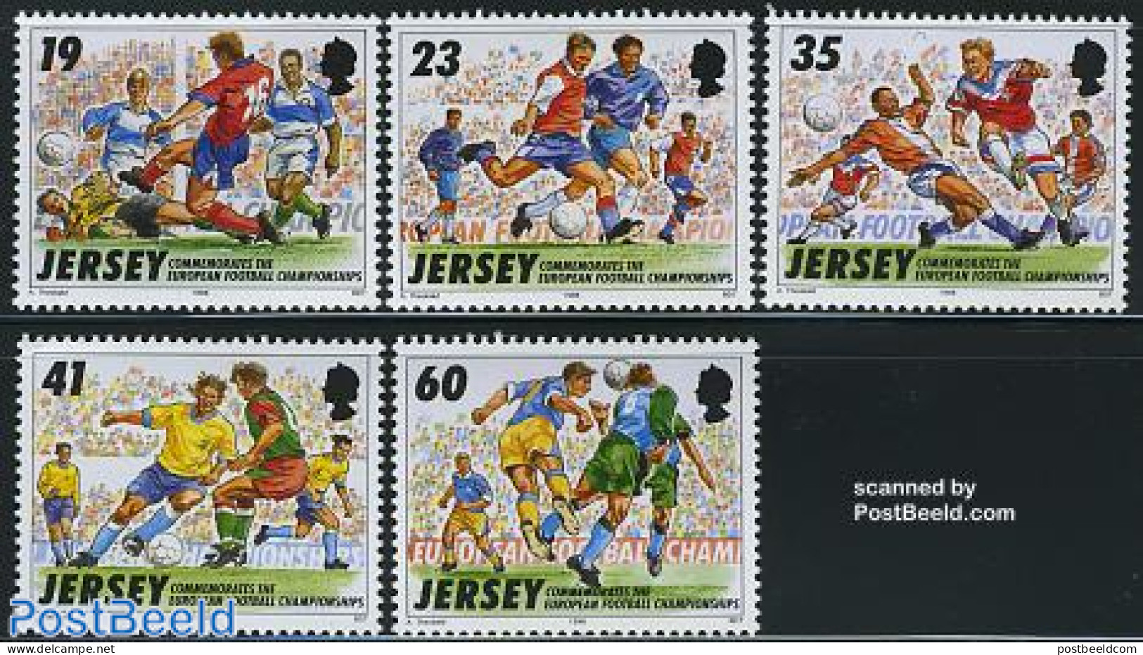 Jersey 1996 European Football Games 5v, Mint NH, History - Sport - Europa Hang-on Issues - Football - Idées Européennes