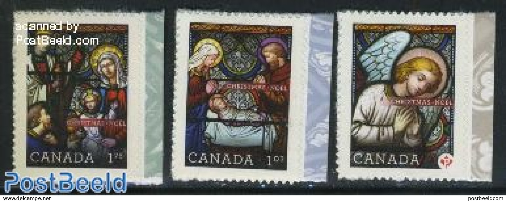 Canada 2011 Christmas, Stained Glass 3v S-a, Mint NH, Religion - Christmas - Art - Stained Glass And Windows - Nuovi