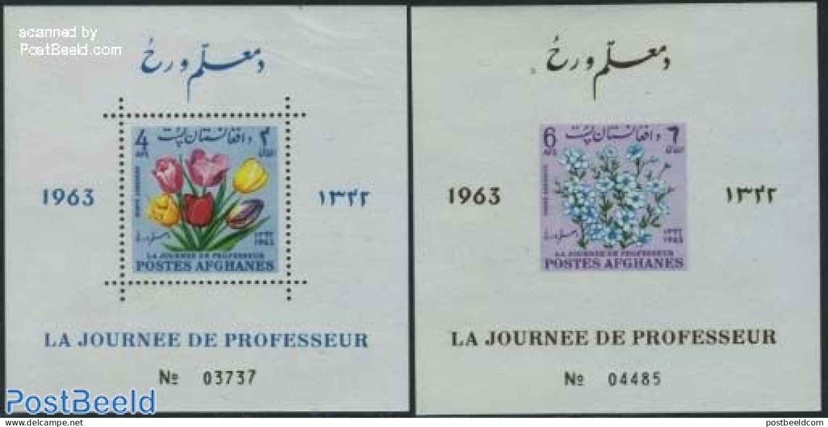 Afghanistan 1964 Teachers Day 2 S/s, Mint NH, Nature - Science - Flowers & Plants - Education - Afghanistan