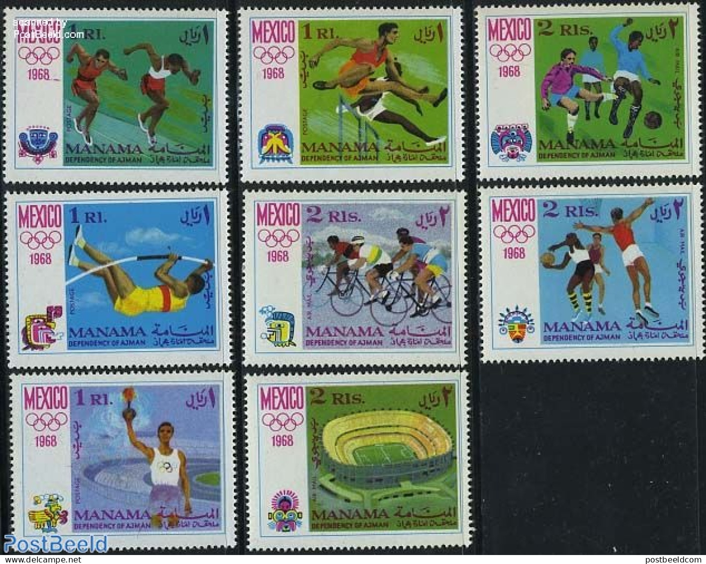 Manama 1968 Olympic Games 8v, Mint NH, Sport - Cycling - Olympic Games - Sport (other And Mixed) - Wielrennen