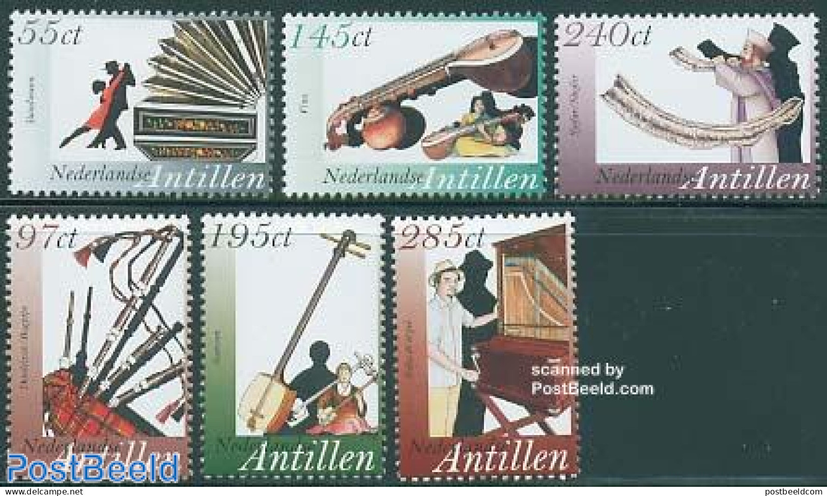 Netherlands Antilles 2005 Music Instruments 6v, Mint NH, Performance Art - Music - Musical Instruments - Music