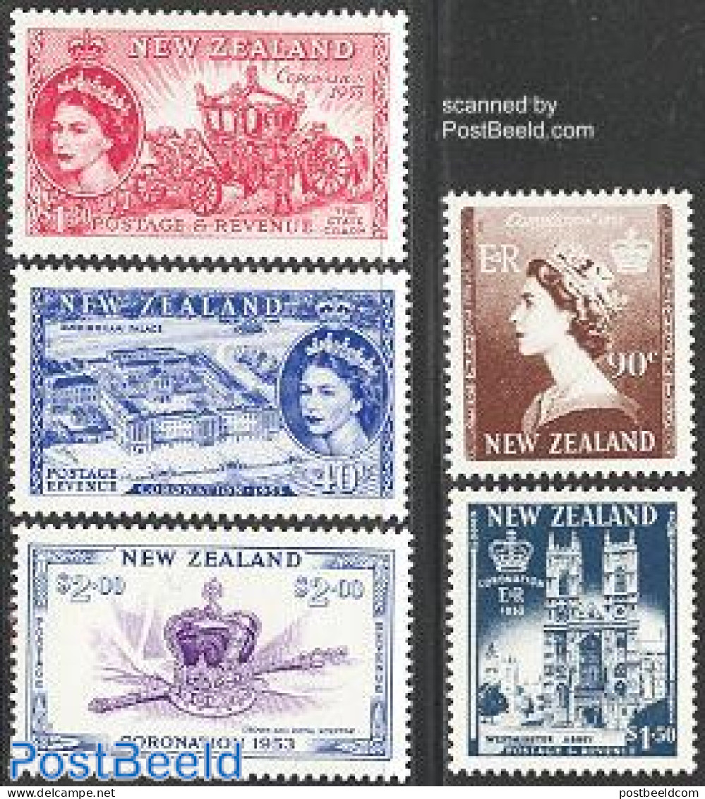 New Zealand 2003 Golden Jubilee 5v, Mint NH, History - Religion - Transport - Kings & Queens (Royalty) - Churches, Tem.. - Nuevos