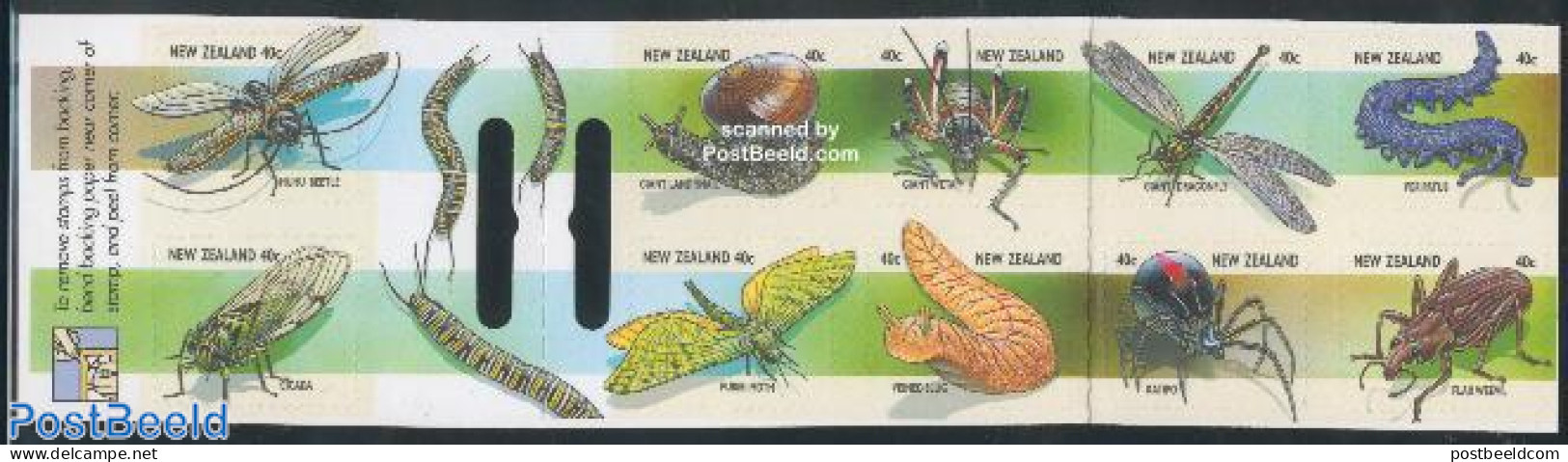 New Zealand 1997 Insects 10v S-a In Booklet, Mint NH, Nature - Insects - Stamp Booklets - Nuovi