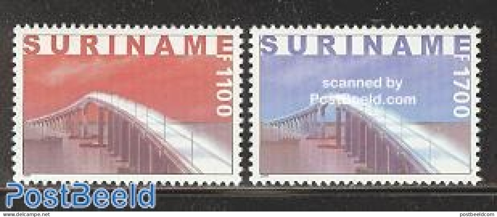 Suriname, Republic 2000 Suriname River Bridge 2v, Mint NH, Art - Bridges And Tunnels - Ponti