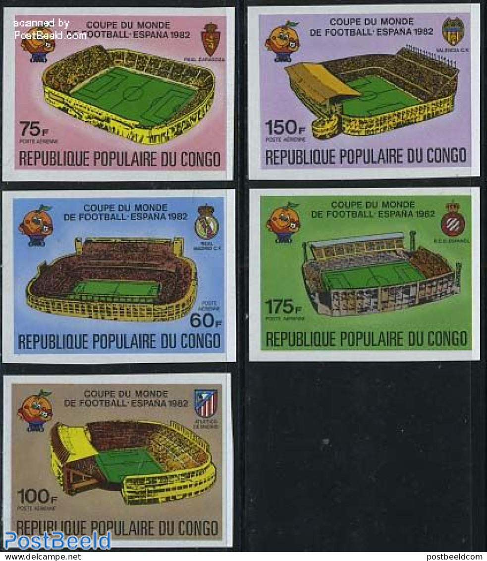 Congo Republic 1980 Football Games Spain 5v Imperforated, Mint NH, Sport - Football - Autres & Non Classés