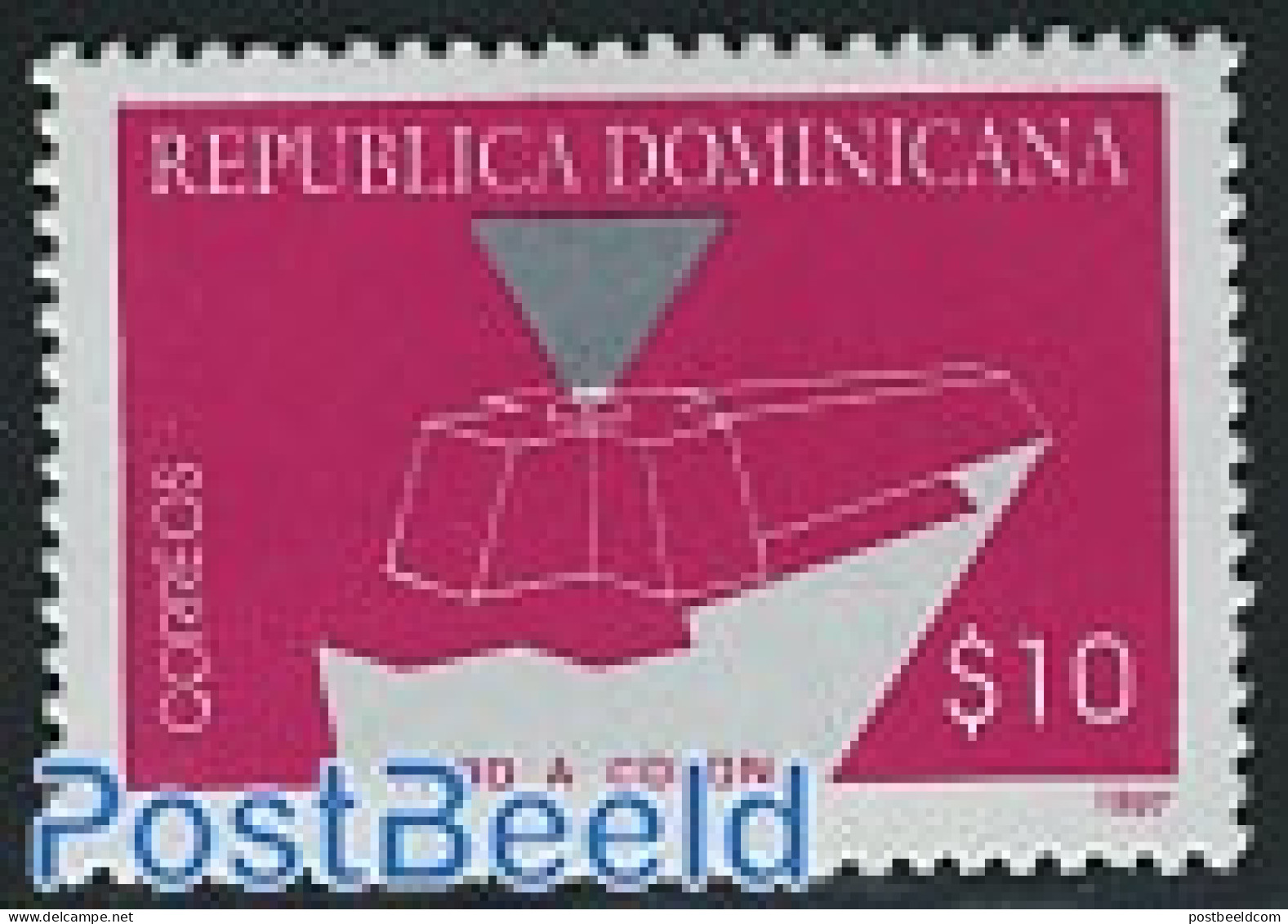 Dominican Republic 1997 Columbus Lighthouse 1v (magenta/silver), Mint NH, Various - Lighthouses & Safety At Sea - Phares