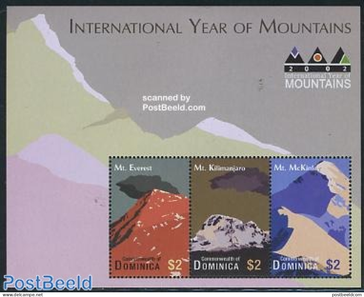 Dominica 2002 Int. Mountain Year 3v M/s, Mint NH, Sport - Mountains & Mountain Climbing - Escalade