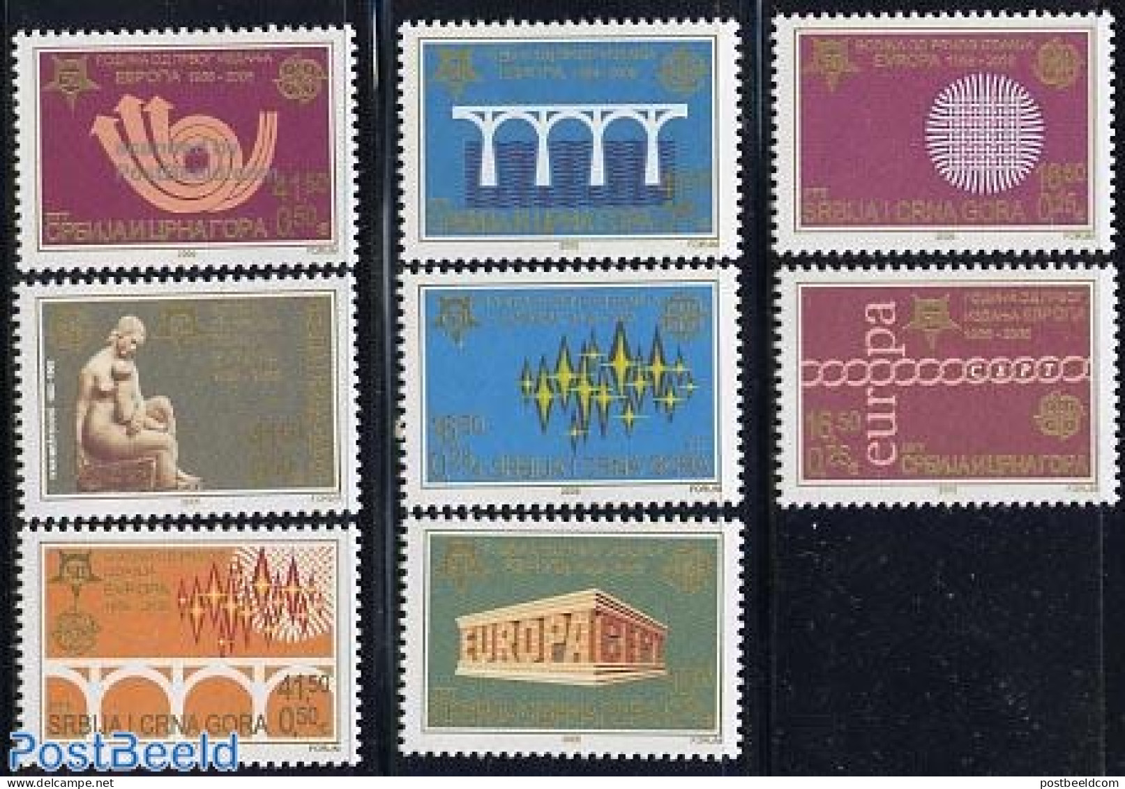 Serbia/Montenegro 2005 50 Years Europa Issues 8v, Mint NH, History - Europa (cept) - Europa Hang-on Issues - Art - Bri.. - Idées Européennes