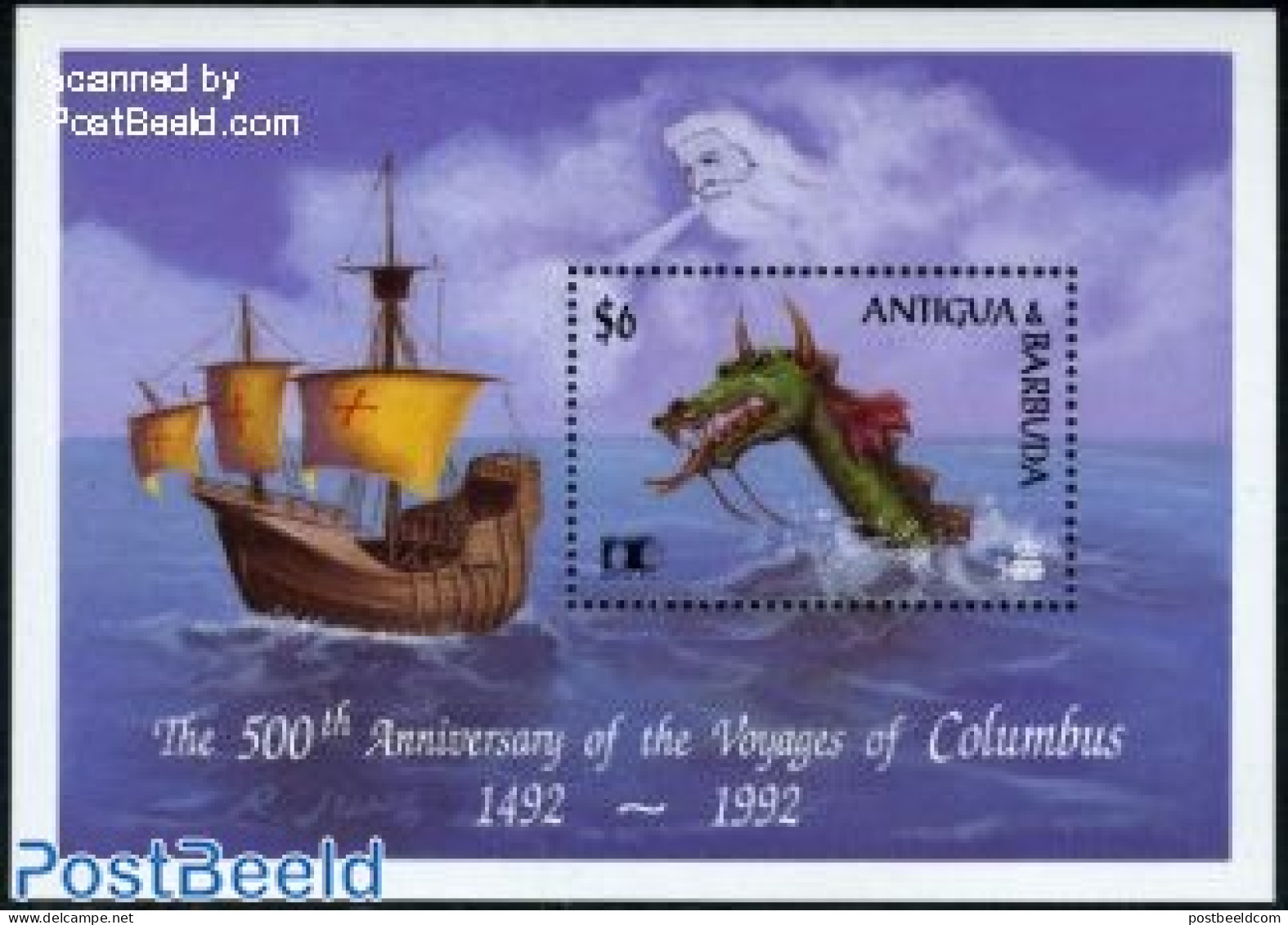 Antigua & Barbuda 1992 Sea Dragon S/s, Mint NH, History - Transport - Explorers - Ships And Boats - Esploratori