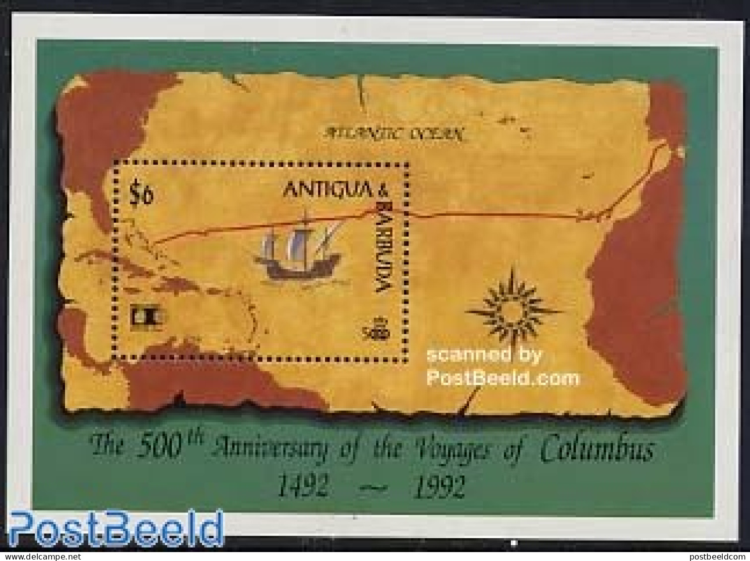 Antigua & Barbuda 1992 Columbus S/s, Mint NH, History - Transport - Explorers - Ships And Boats - Explorers