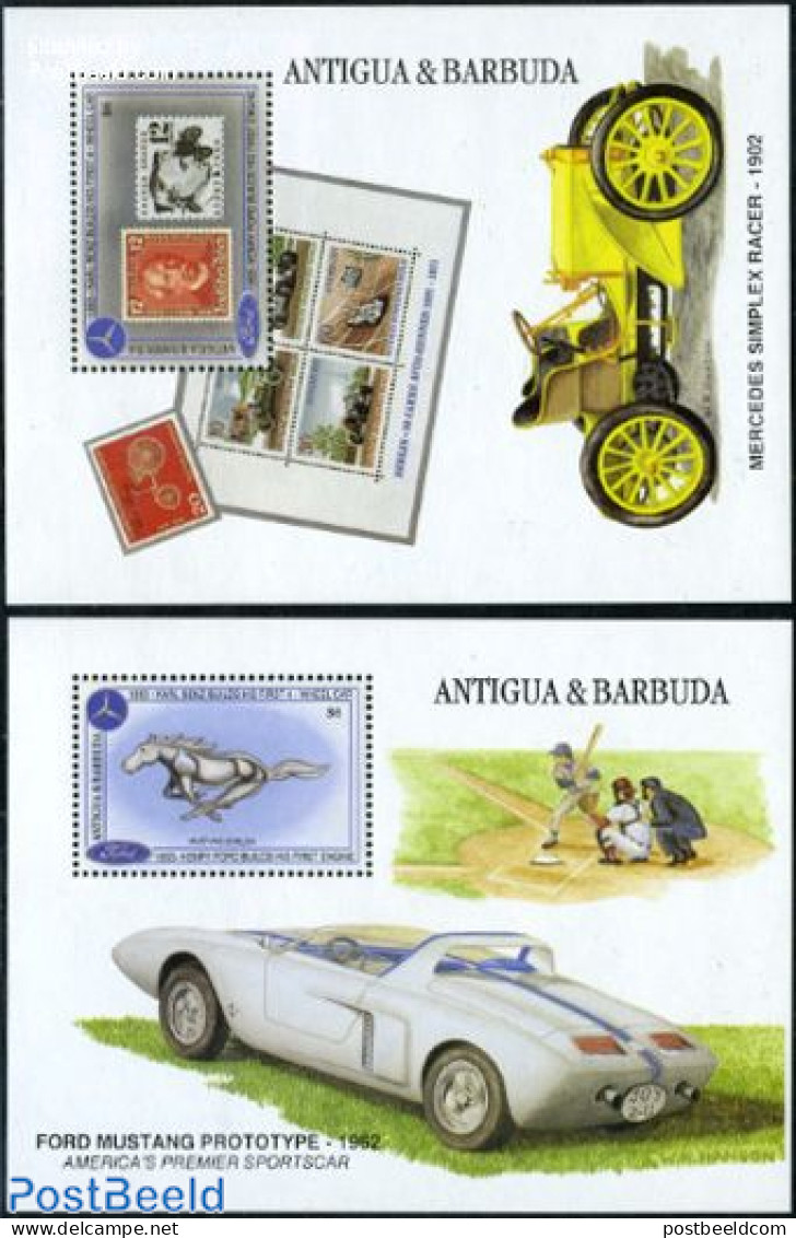 Antigua & Barbuda 1993 Ford/Benz Automobiles 2 S/s, Mint NH, Nature - Sport - Transport - Horses - Baseball - Stamps O.. - Honkbal