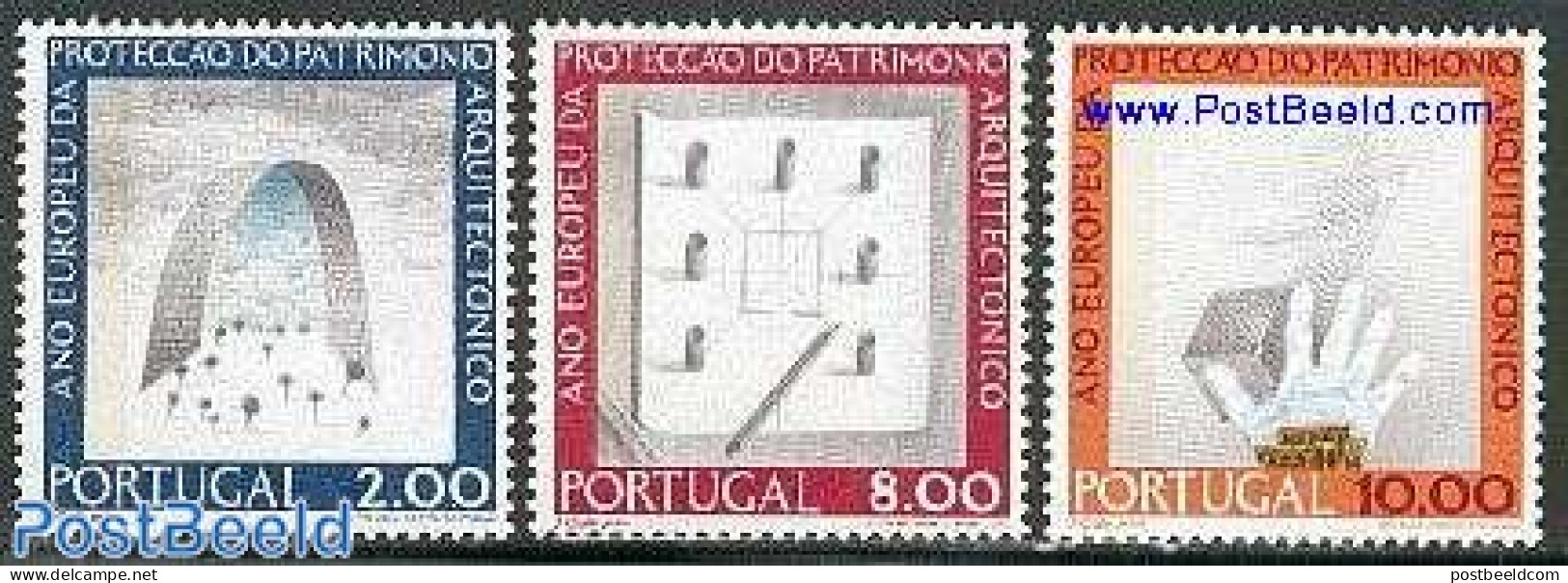 Portugal 1975 European Monument Year 3v, Mint NH, History - Europa Hang-on Issues - Art - Architecture - Nuevos