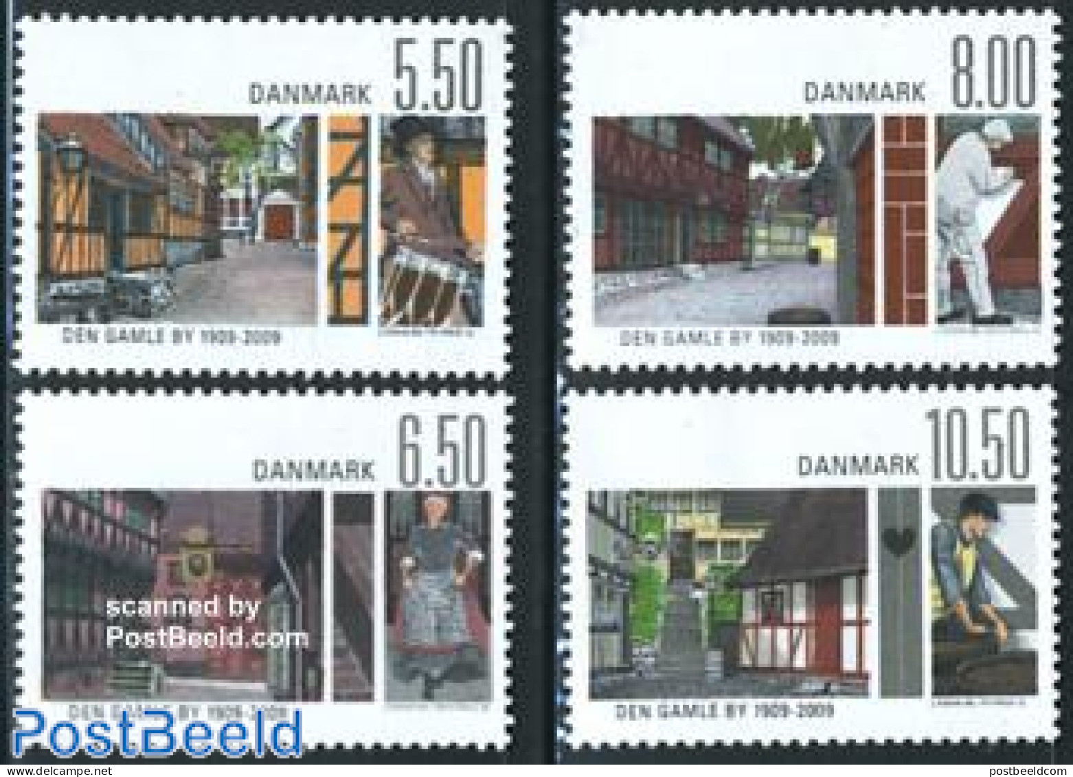 Denmark 2009 Open Air Museum, Den Gamle By 4v, Mint NH, Various - Mills (Wind & Water) - Art - Architecture - Museums - Unused Stamps