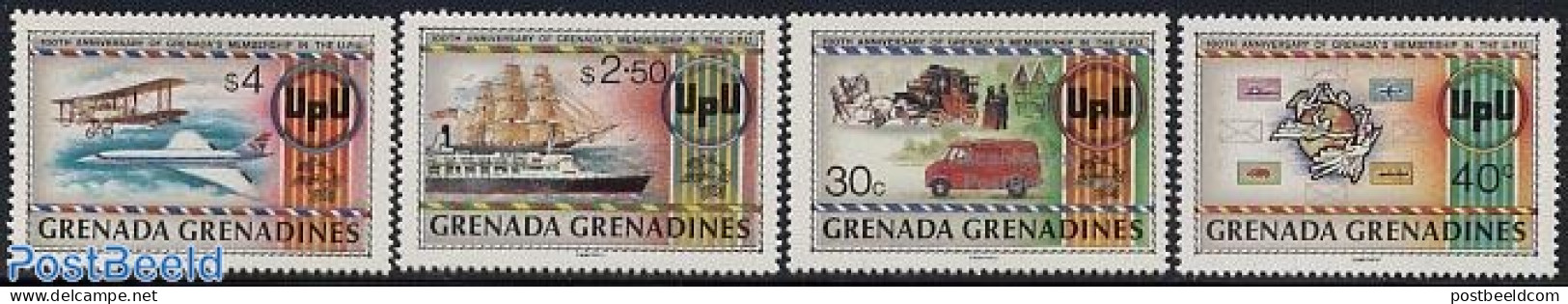 Grenada Grenadines 1981 100 Years UPU Membership 4v, Mint NH, Transport - U.P.U. - Automobiles - Concorde - Aircraft &.. - U.P.U.