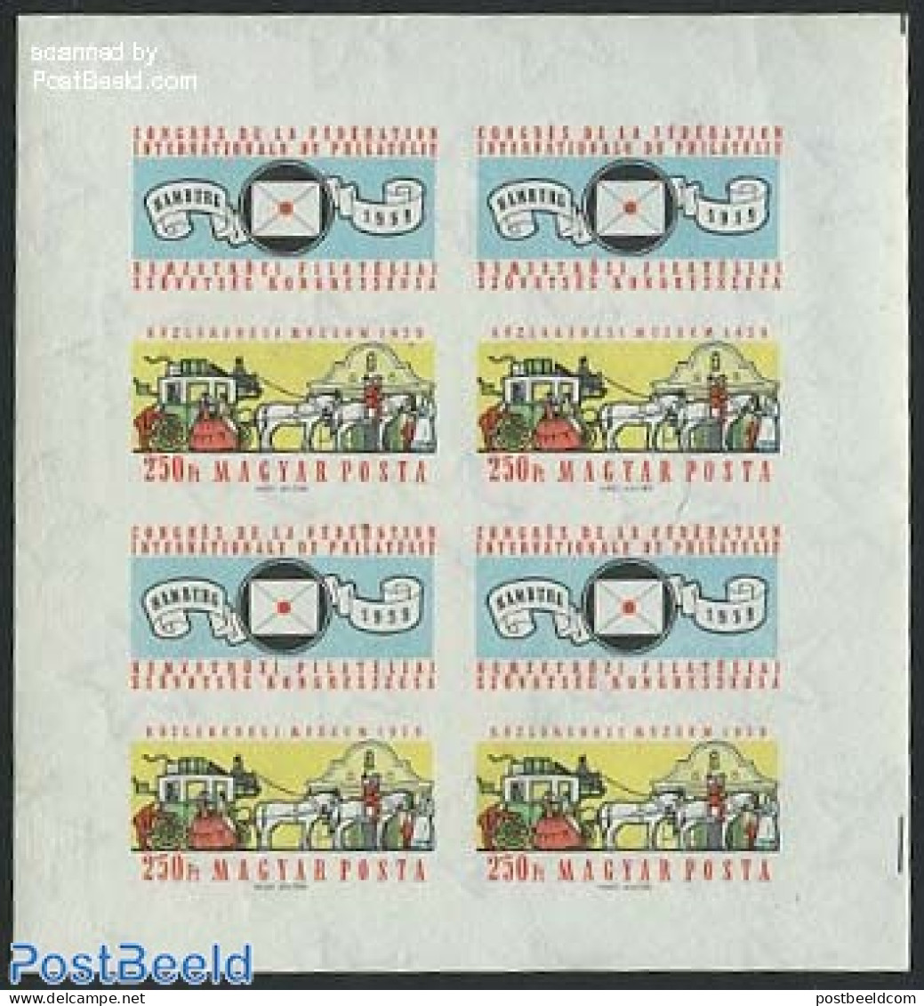 Hungary 1959 FIP Congress M/s Imperforated, Mint NH, Nature - Transport - Horses - Philately - Coaches - Nuovi