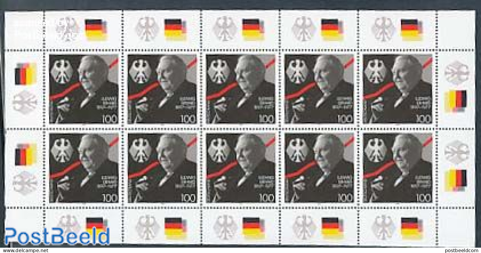 Germany, Federal Republic 1997 L. Erhard M/s, Mint NH, History - Politicians - Ungebraucht