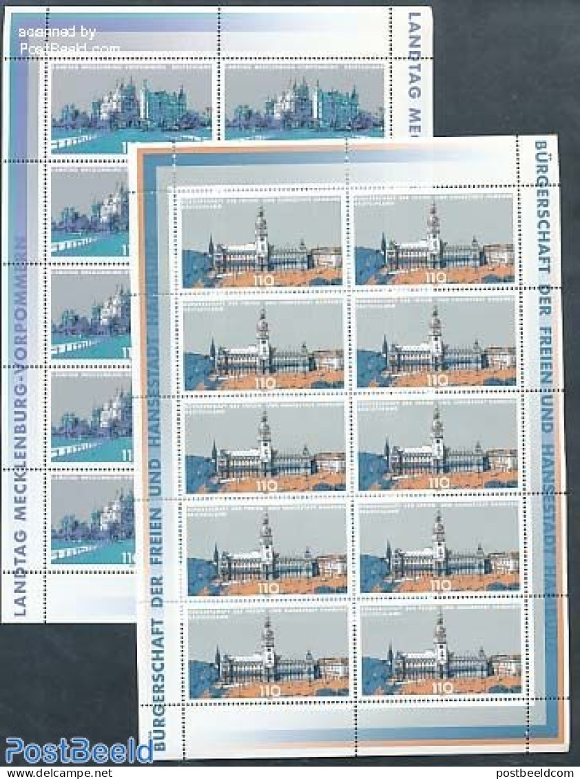 Germany, Federal Republic 1999 Parliaments 2 M/s, Mint NH, Art - Architecture - Neufs