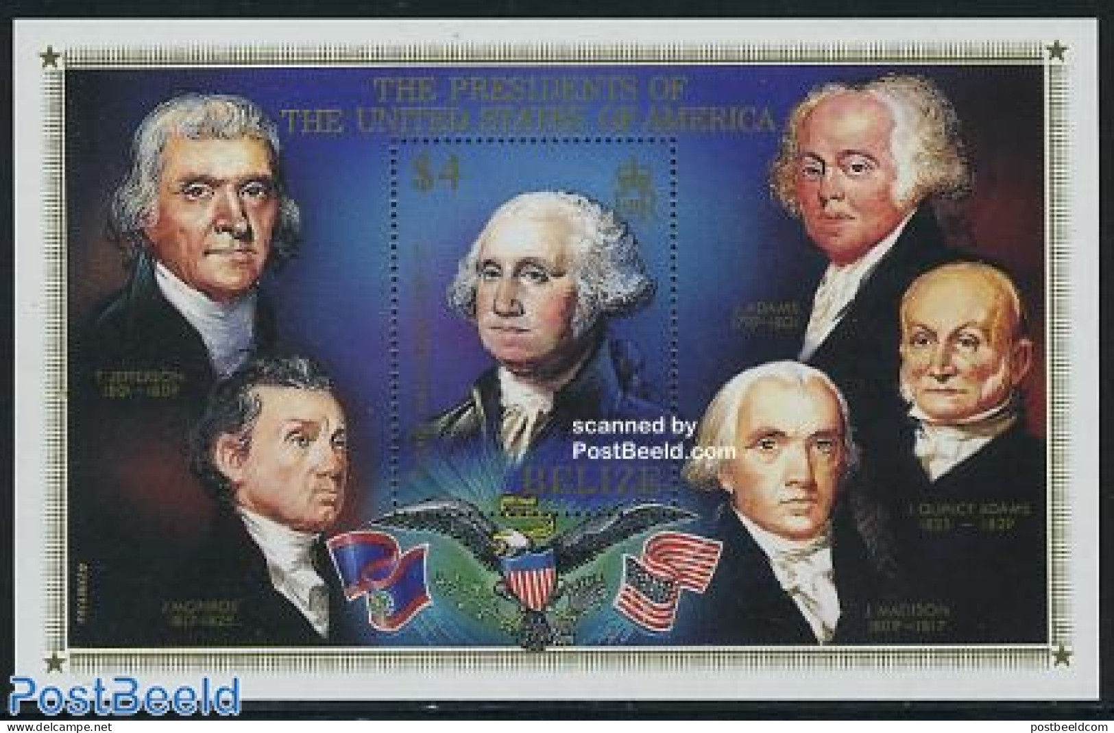 Belize/British Honduras 1986 American Presidents S/s, Mint NH, History - American Presidents - Britisch-Honduras (...-1970)