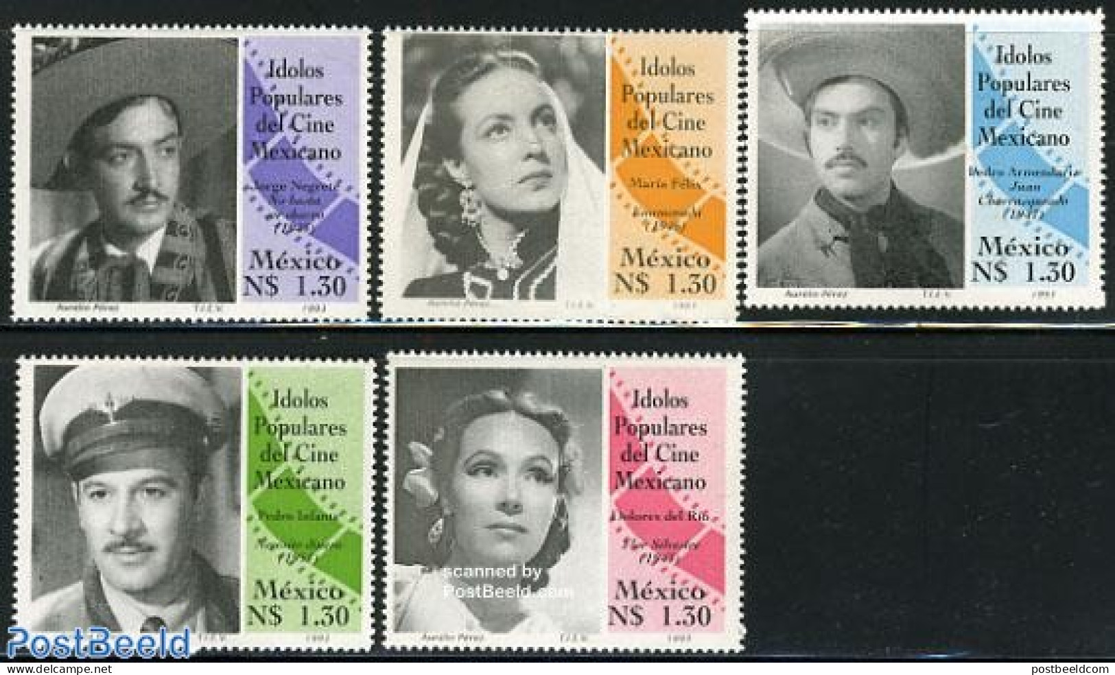 Mexico 1993 Film Stars 5v, Mint NH, Performance Art - Movie Stars - Actores