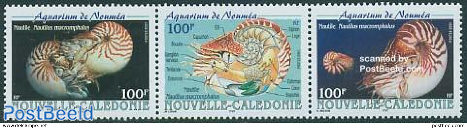New Caledonia 2001 Noumea Aquarium 3v [::], Mint NH, Nature - Shells & Crustaceans - Unused Stamps