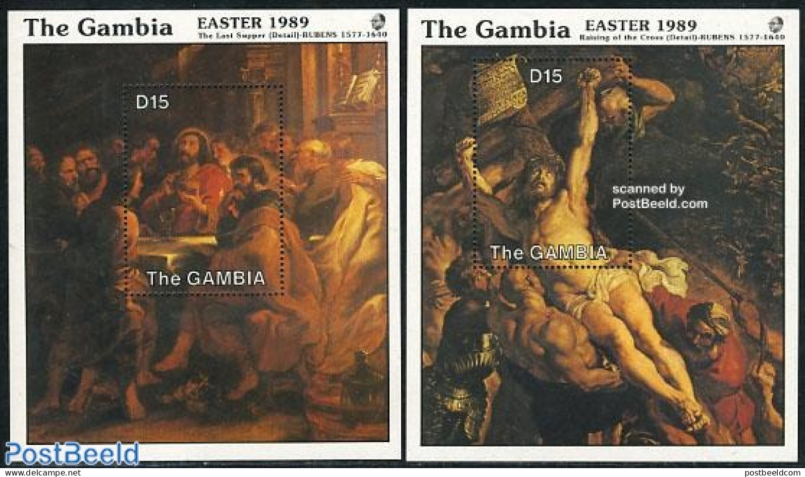Gambia 1989 Easter 2 S/s, Mint NH, Religion - Religion - Art - Paintings - Rubens - Gambia (...-1964)