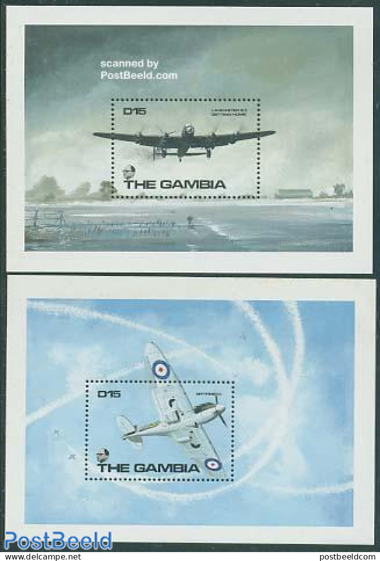 Gambia 1990 RAF Planes In WW II 2 S/s, Mint NH, History - Transport - World War II - Aircraft & Aviation - Guerre Mondiale (Seconde)
