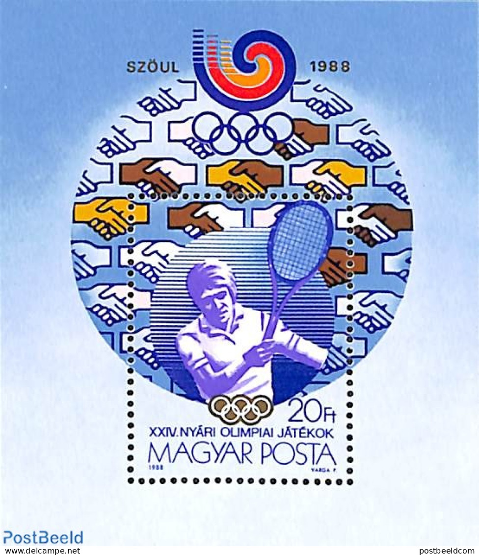 Hungary 1988 Olympic Games Seoul S/s, Mint NH, Sport - Olympic Games - Tennis - Ongebruikt