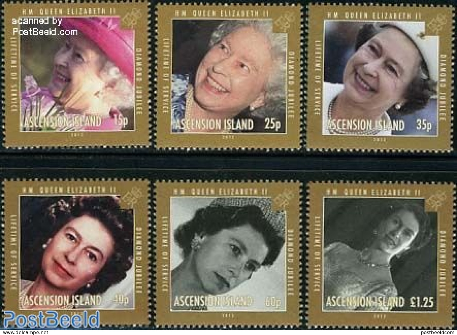 Ascension 2012 Elizabeth II Diamond Jubilee 6v, Mint NH, History - Kings & Queens (Royalty) - Royalties, Royals
