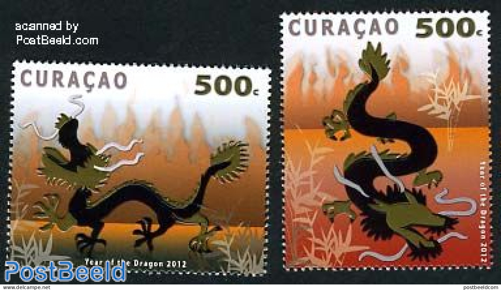 Curaçao 2012 Year Of The Dragon 2v, Mint NH, Various - New Year - Año Nuevo