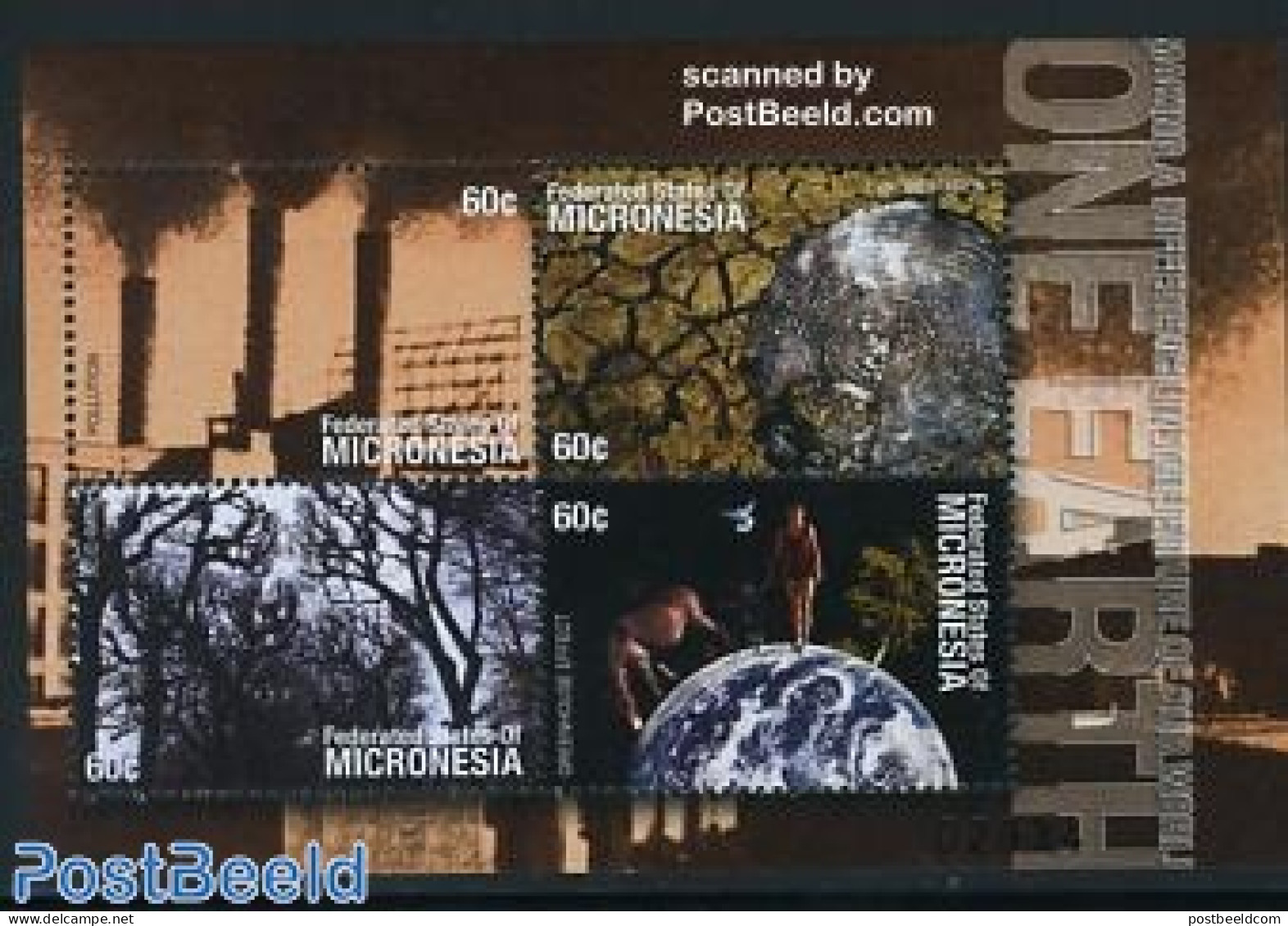 Micronesia 2001 One Earth 4v M/s, Mint NH, Nature - Environment - Protección Del Medio Ambiente Y Del Clima