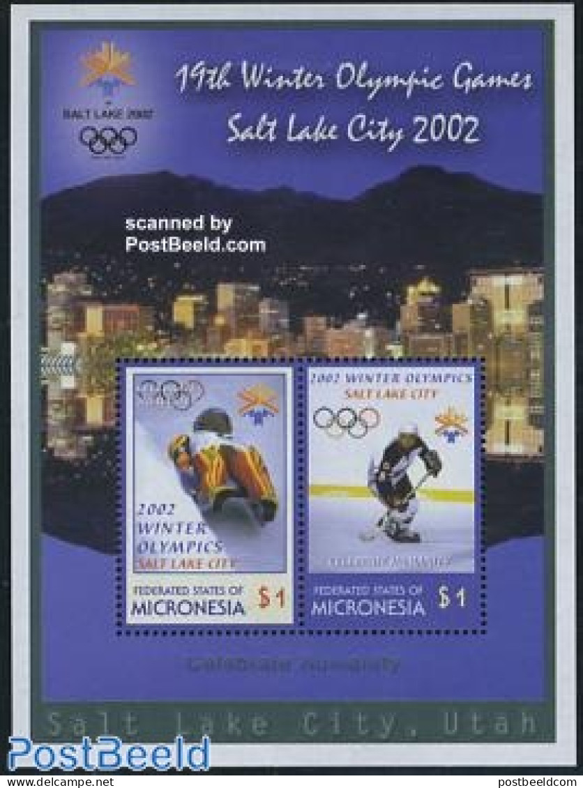 Micronesia 2002 Salt Lake City S/s, Mint NH, Sport - Ice Hockey - Olympic Winter Games - Hockey (sur Glace)