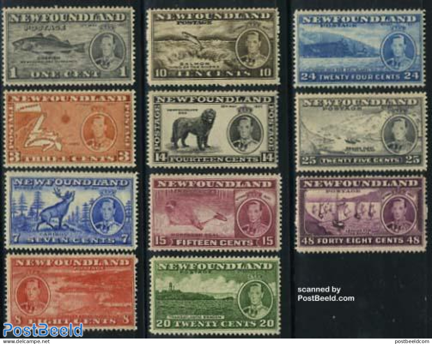 Newfoundland 1937 Coronation 11v, Mint NH, History - Nature - Transport - Various - Kings & Queens (Royalty) - Animals.. - Royalties, Royals