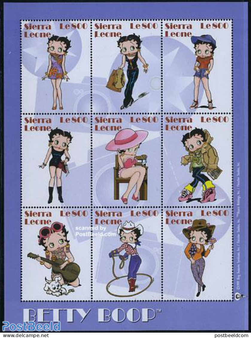 Sierra Leone 2000 Betty Boop 9v M/s, Mint NH, Art - Comics (except Disney) - Stripsverhalen