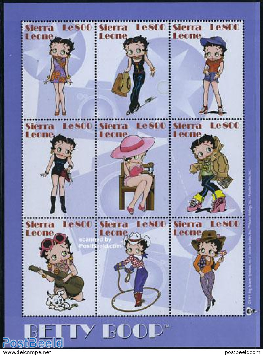 Sierra Leone 2000 Betty Boop 9v M/s, Mint NH, Art - Comics (except Disney) - Cómics