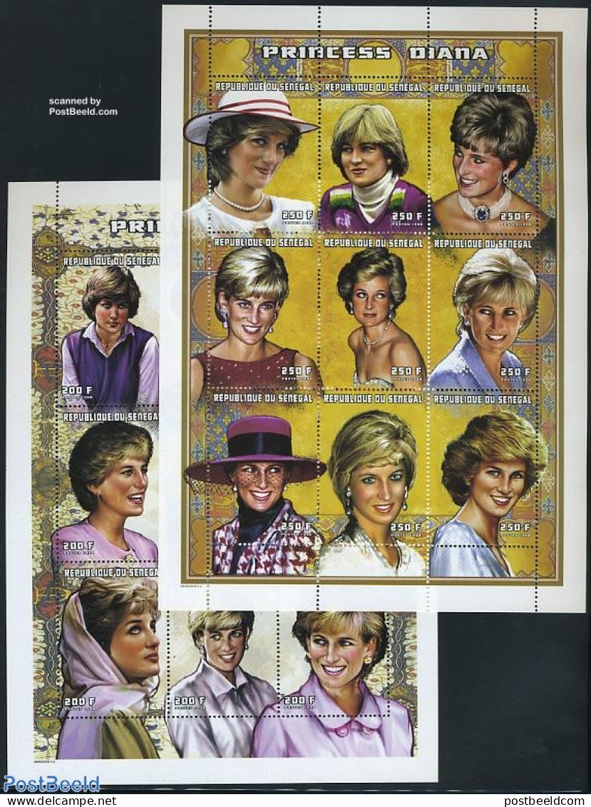 Senegal 1998 Death Of Diana 18v (2 M/s), Mint NH, History - Charles & Diana - Kings & Queens (Royalty) - Royalties, Royals