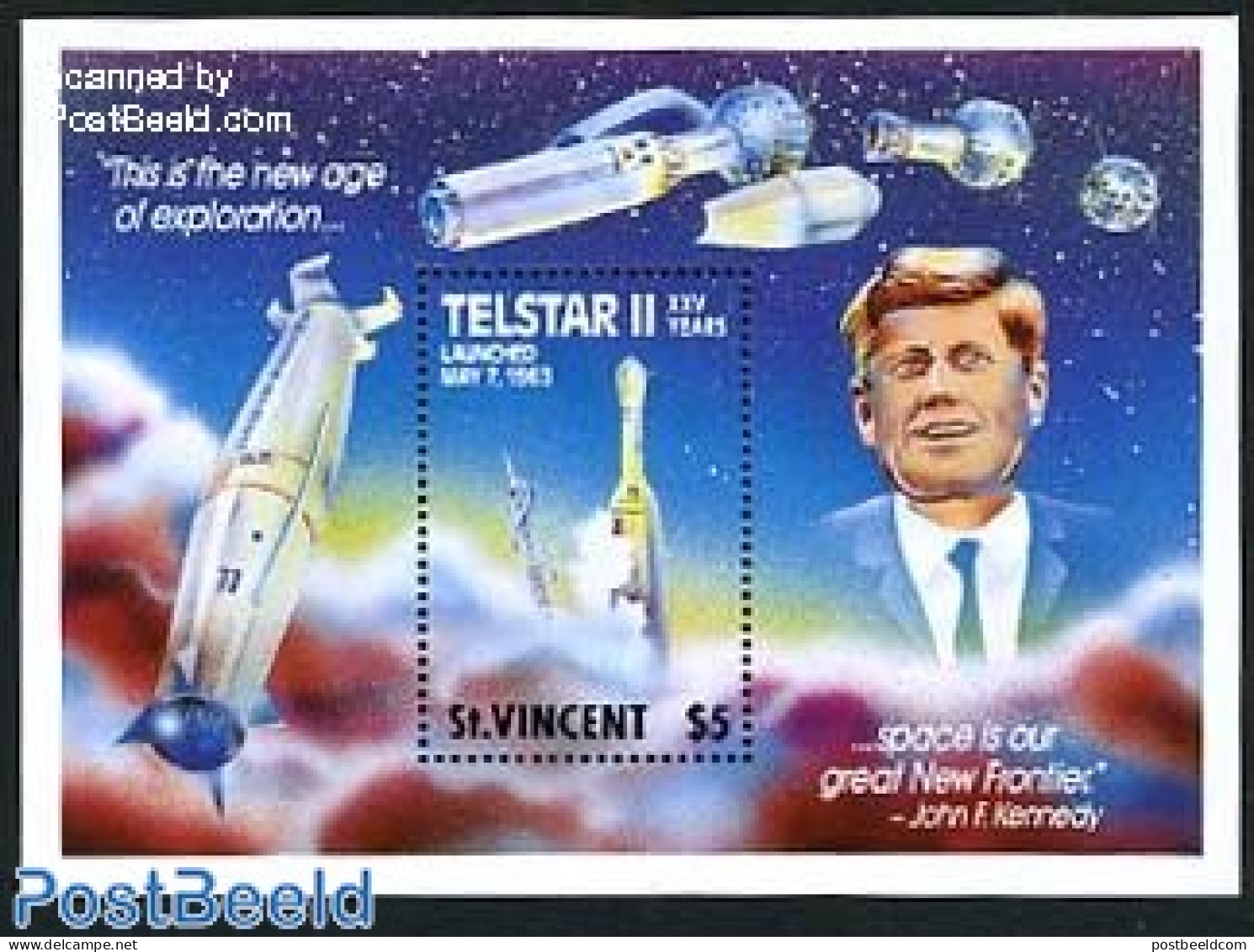 Saint Vincent 1989 Telstar II S/s, Mint NH, Transport - Space Exploration - St.Vincent (1979-...)