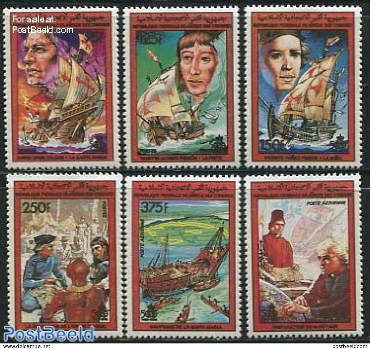 Comoros 1988 Discovery Of America 6v, Mint NH, History - Transport - Explorers - Ships And Boats - Explorateurs