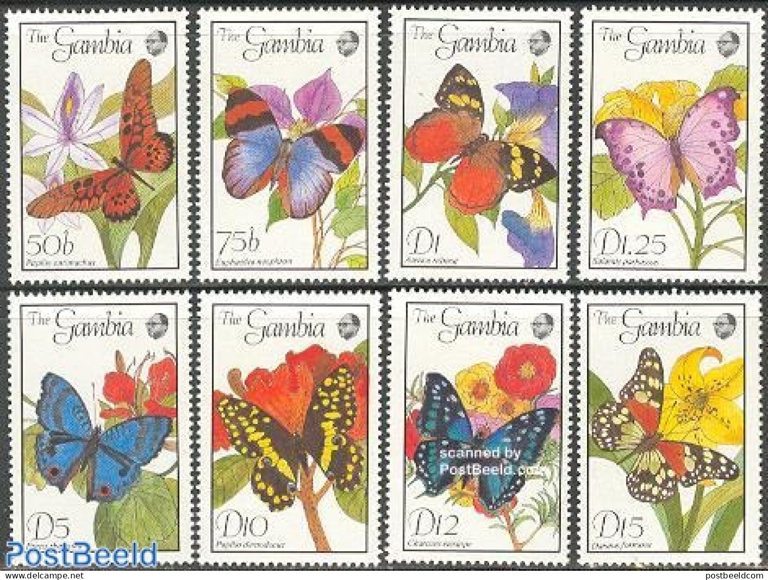 Gambia 1989 Butterflies 8v, Mint NH, Nature - Butterflies - Gambia (...-1964)