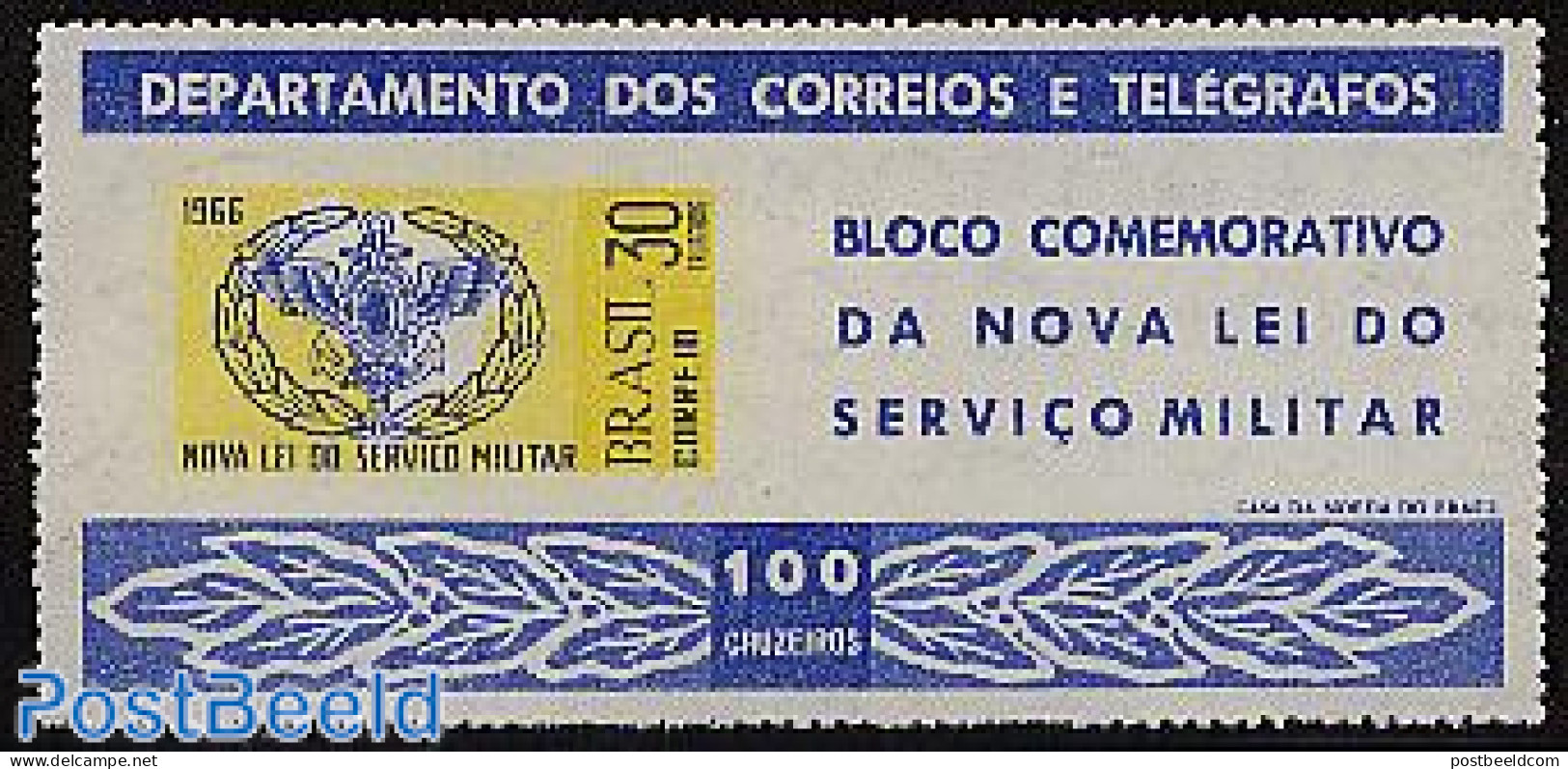 Brazil 1966 New Military Order S/s, Mint NH, History - Coat Of Arms - Unused Stamps