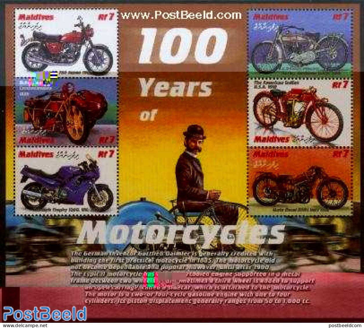Maldives 2000 Motorcycles 6v M/s, Mint NH, Transport - Motorcycles - Motorräder