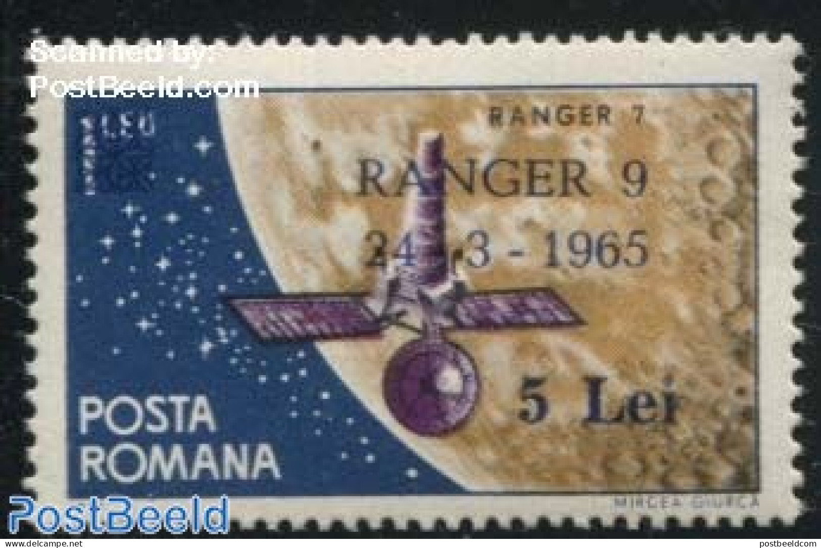 Romania 1965 Ranger 9 Overprint 1v, Mint NH, Transport - Space Exploration - Nuevos
