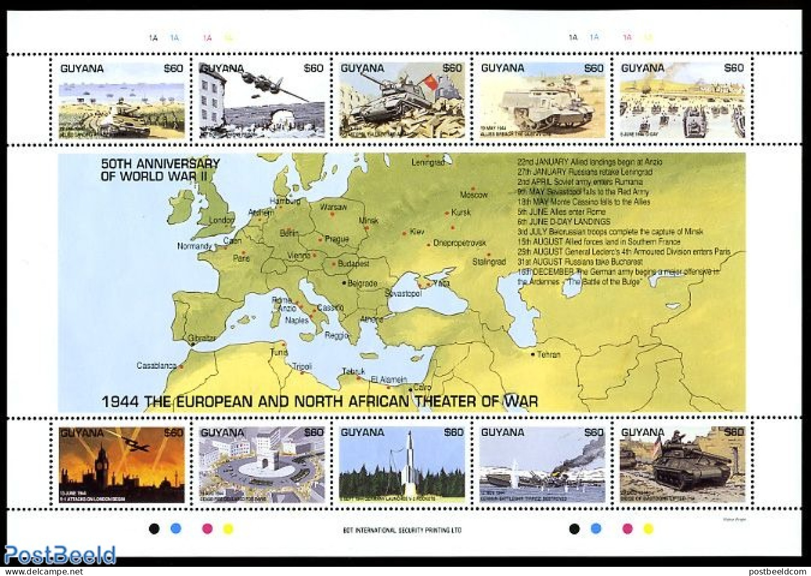 Guyana 1994 World War II 10v M/s, Mint NH, History - Transport - World War II - Aircraft & Aviation - Ships And Boats - Guerre Mondiale (Seconde)