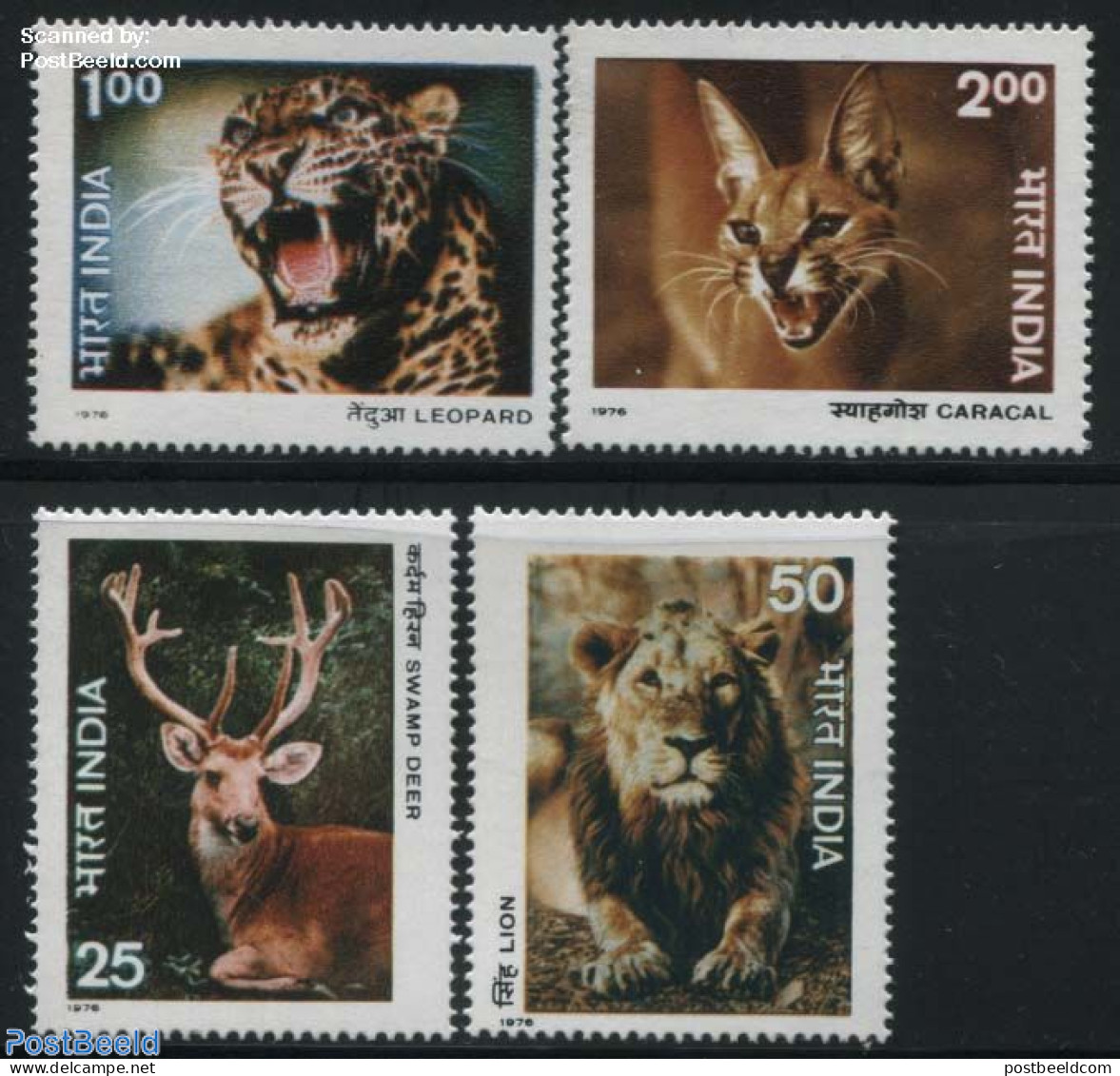 India 1976 Animal Protection 4v, Mint NH, Nature - Animals (others & Mixed) - Cat Family - Deer - Neufs