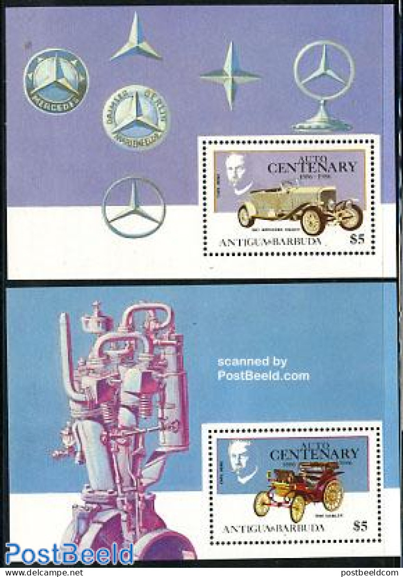 Antigua & Barbuda 1986 Automobile Centenary 2 S/s, Mint NH, Transport - Automobiles - Cars