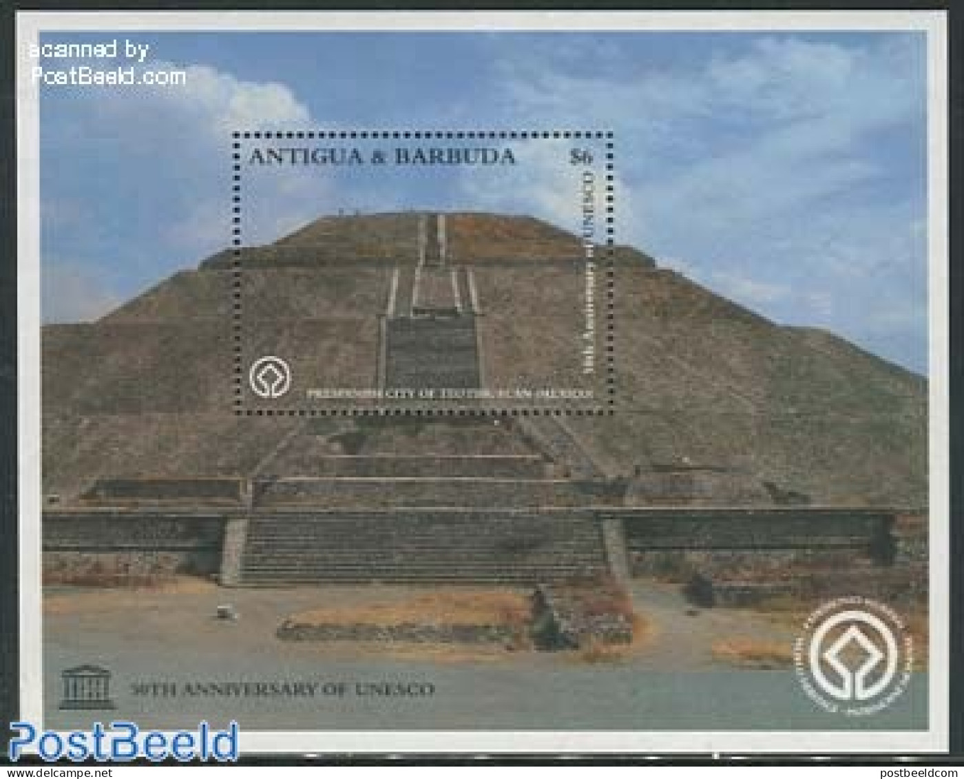 Antigua & Barbuda 1997 Teotihuacan Ruins S/s, Mint NH, History - Unesco - World Heritage - Antigua Et Barbuda (1981-...)